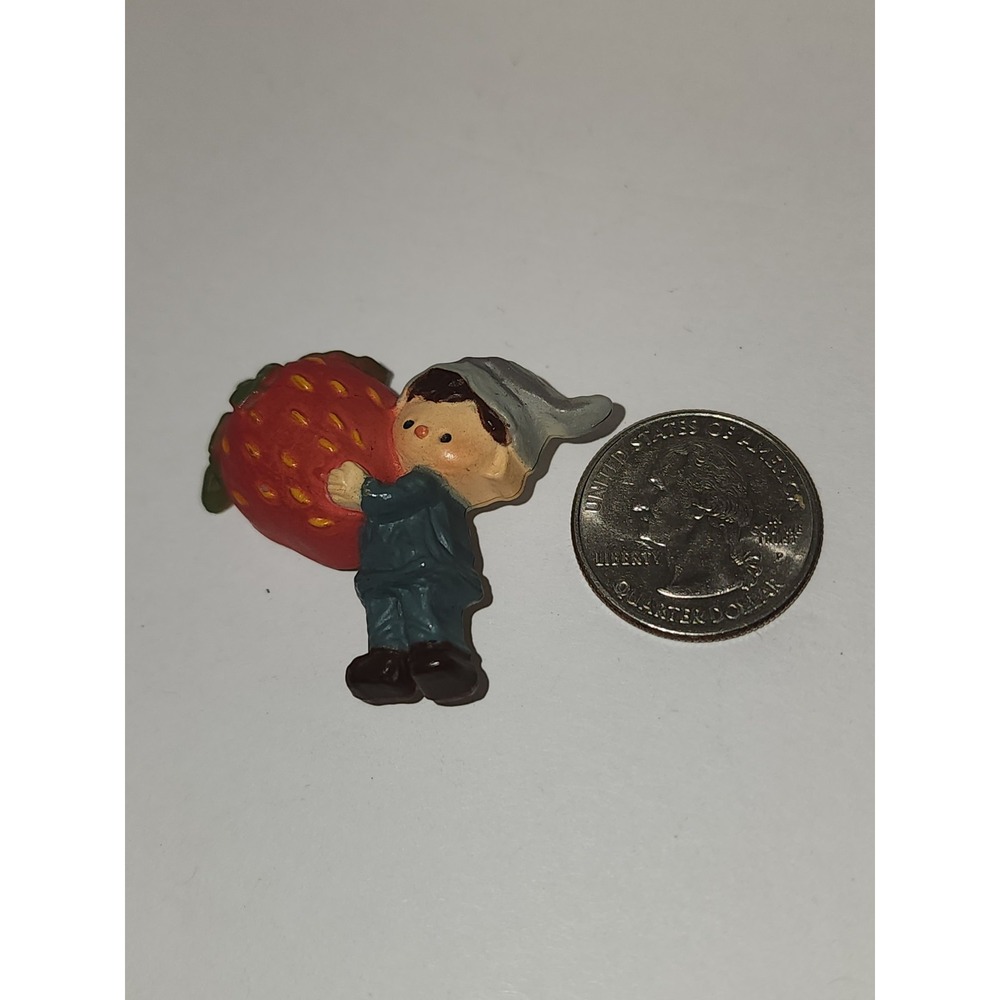 Vintage Hallmark Pixie Boy holding Strawberry Pin Brooch 1975‎